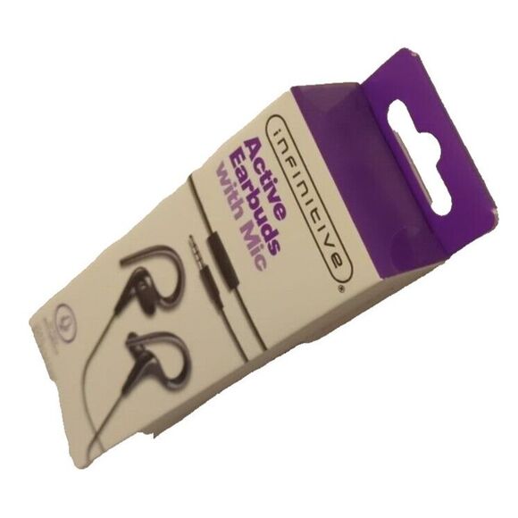 Infinitive Active Earbuds with Mic In Line Microphone Black 3.5mm Headphone Jack - Picture 7 of 7